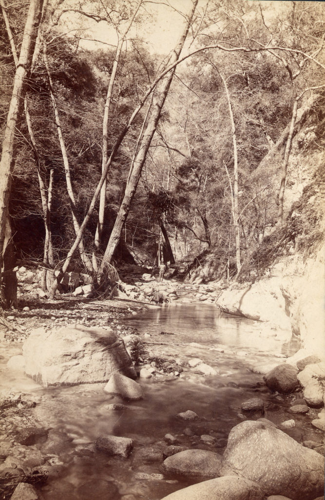 Arroyo Man drinking from stream.   Courtesy of the Archives at Pasadena Museum of History (A7-1)