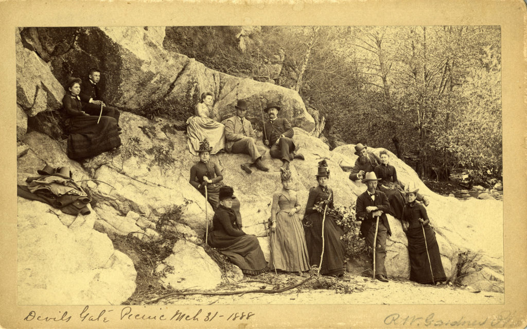 Rigg Family Picnic at Devils Gate, March 31, 1888. Courtesy of the Archives at Pasadena Museum of History (E1-13)
